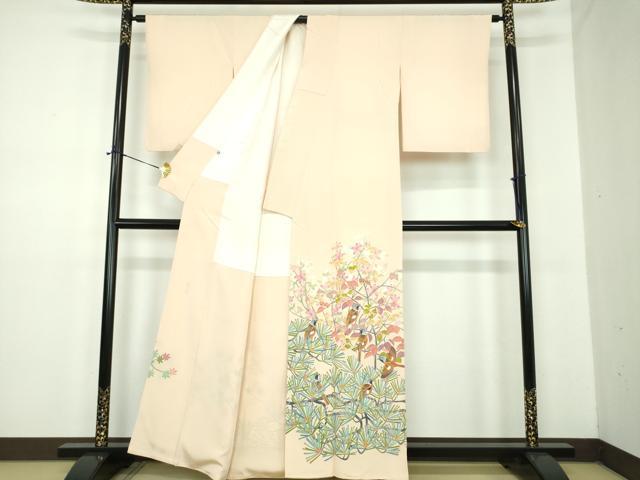 平和屋着物●本加賀友禅作家 百貫華峰 色留袖 花鳥文 正絹 逸品 DABD1696ps