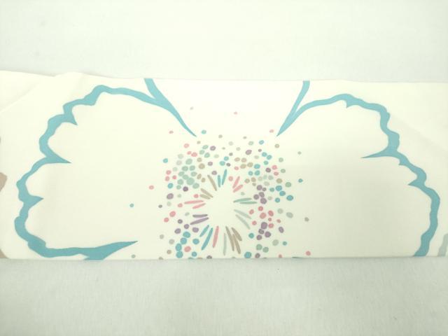 平和屋着物●染色の魔術師 染乃座・大久保玄才 そめのざ玄才 塩瀬 九寸名古屋帯 大輪の花 正絹 逸品 DABD1718ps