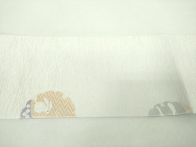 平和屋着物●九寸名古屋帯 唐織 雪輪兎 正絹 逸品 未使用 DABD1725ps