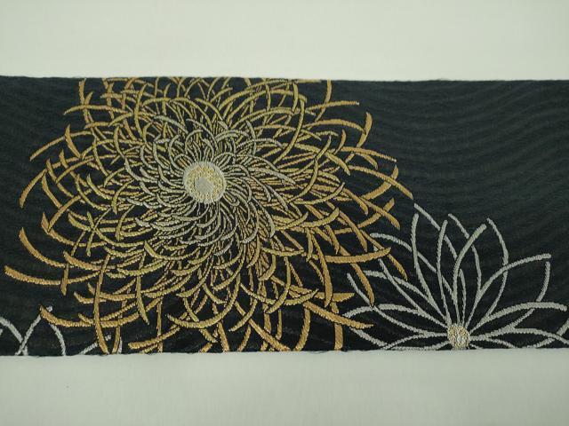 平和屋着物▽世界的友禅作家 千地泰弘 九寸名古屋帯 スリーシーズン 春夏秋 乱菊 金銀糸 正絹 逸品 DABD1728ps