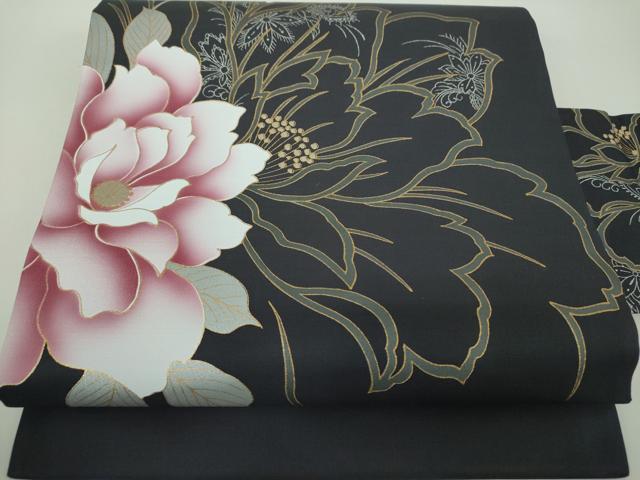 平和屋着物●九寸名古屋帯 大輪の花 金銀彩 正絹 逸品 未使用 DABD1730ps