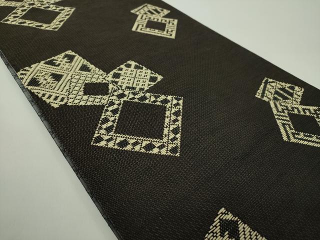 平和屋着物●米沢 宝来織 両面 全通柄袋帯 紙こぎん 総刺繍 色紙重ね 絹×紙 逸品 DABD1742ps