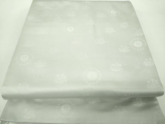 平和屋着物●有職彩絵師 林美木子 両面 六通柄袋帯 唐織 花宝 浜梨に有職宝尽し文 金銀糸 反端付き 正絹 逸品 DABD1758ps