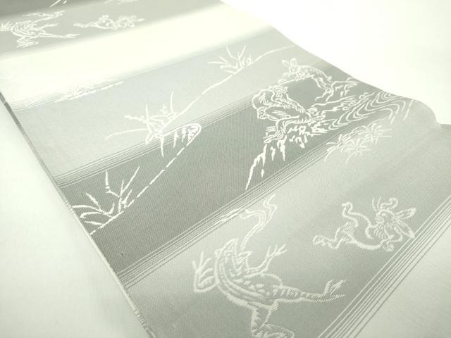 平和屋着物●両面 全通柄袋帯 鳥獣戯画 七宝花文 金銀糸 正絹 逸品 DABD1760ps