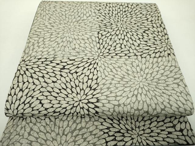 平和屋着物●全通柄袋帯 紬地 市松花文 金通し地 正絹 逸品 未使用 DABD1769ps