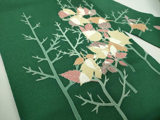 平和屋着物●本加賀友禅作家 芦原晋 九寸名古屋帯 木立 舞葉文 鬼しぼ縮緬 証紙付き 正絹 逸品 DABD1776ps