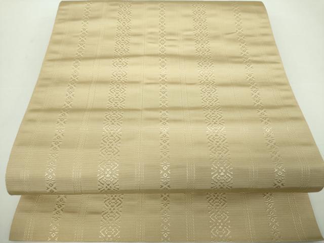 平和屋着物●本場筑前博多織 八寸名古屋帯 献上 木蘭色 正絹 逸品 未使用 DABD1797ps