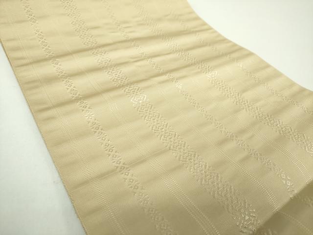 平和屋着物●本場筑前博多織 八寸名古屋帯 献上 木蘭色 正絹 逸品 未使用 DABD1797ps