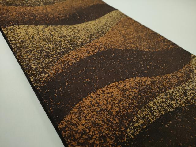 平和屋着物●六通柄袋帯 紬地 霞文 正絹 逸品 DABD1813ps