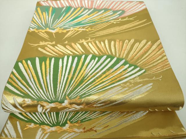 平和屋着物●西陣の名門　加納幸謹製　六通柄袋帯　松文　金銀糸　正絹　逸品　DABD1817ps 平和屋着物○西陣の名門 加納幸謹製 六通柄袋帯 松文 金