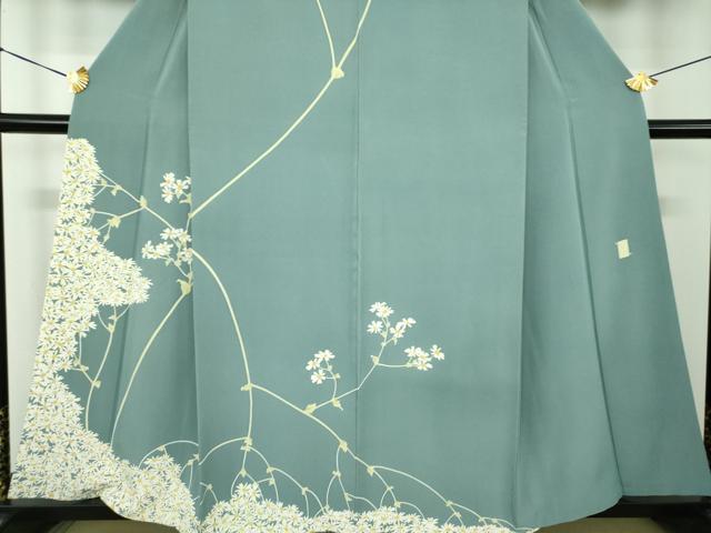 平和屋着物●本加賀友禅作家 由水煌人 訪問着 枝花文 正絹 逸品 DABD1828ps