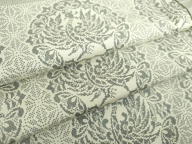 平和屋着物●本場大島紬 白大島 9マルキ 横段鳳凰花丸文 正絹 逸品 DABD1833ps