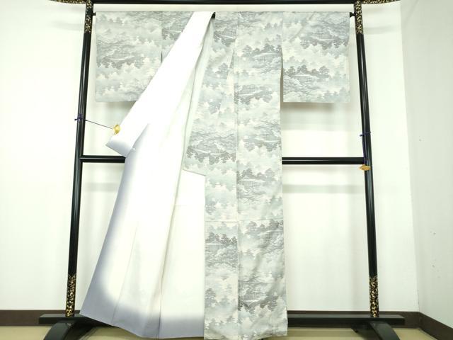 平和屋着物●都喜ヱ門 本場大島紬 白大島 9マルキ 総絣 樹林風景 さが美扱い 藤絹織物謹製 正絹 逸品 DABD1851ps