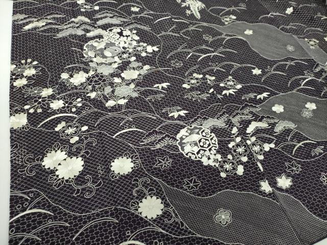 平和屋着物●最高級 中国三大刺繍 スワトウ刺繍 汕頭刺繍 総刺繍 訪問着 雪輪宝尽くし花文 正絹 逸品 DABD1855ps