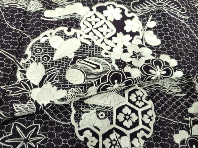 平和屋着物●最高級 中国三大刺繍 スワトウ刺繍 汕頭刺繍 総刺繍 訪問着 雪輪宝尽くし花文 正絹 逸品 DABD1855ps