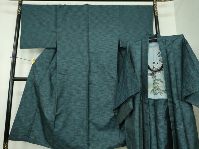 平和屋着物○男性 紬 アンサンブル 120亀甲 総詰め 正絹 逸品 DABD1875ps