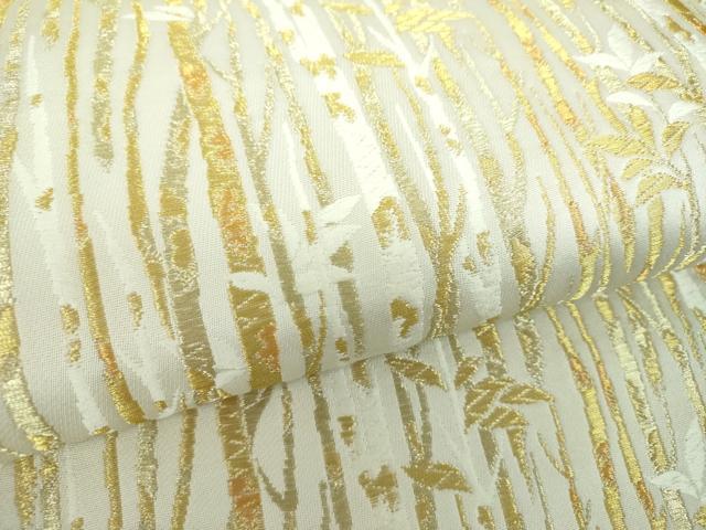 平和屋着物●全通柄袋帯 唐織 白樺 金糸 正絹 逸品 未使用 DABD1886ps