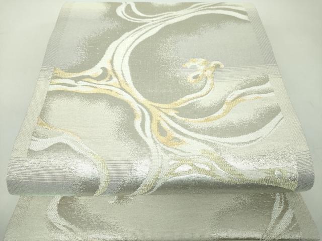 平和屋着物●六通柄袋帯 唐織 立波文 金銀糸 正絹 逸品 未使用 DABD1889ps