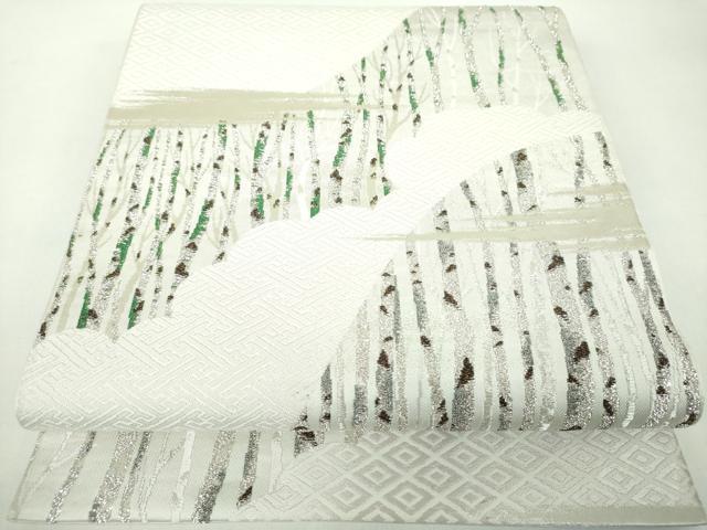 平和屋着物●六通柄 本袋帯 唐織 白樺印宝文 金銀糸 正絹 逸品 DABD1894ps
