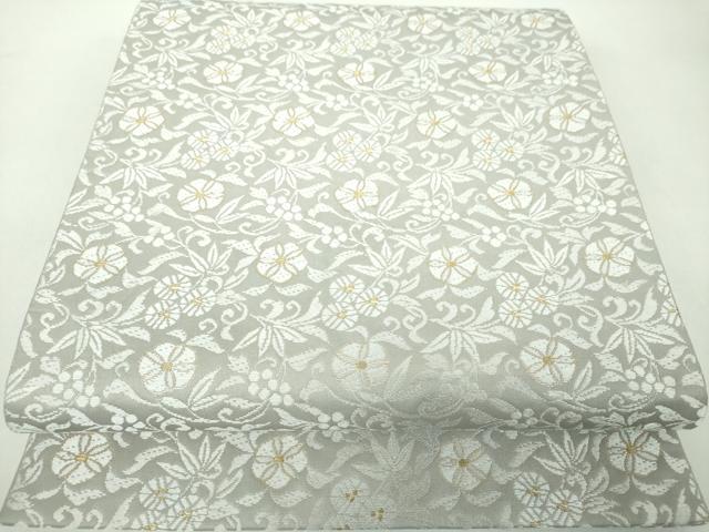 平和屋着物●六通柄袋帯 唐織 草花文 金糸 正絹 逸品 DABD1895ps