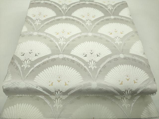 平和屋着物●六通柄袋帯 唐織 青海波花文 プラチナ箔 丸勇謹製 正絹 逸品 未使用 DABD1927ps
