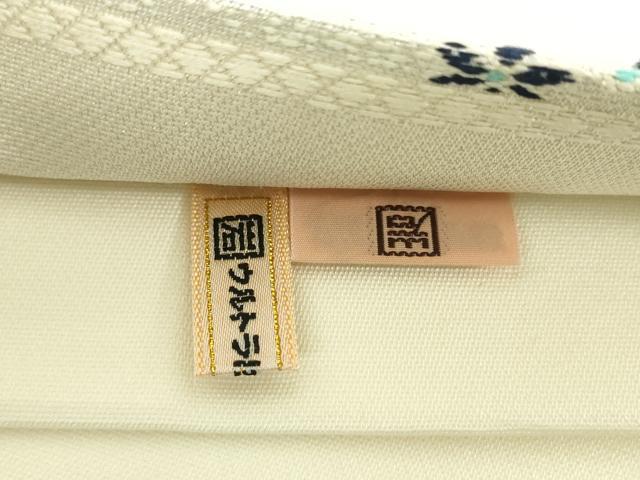 平和屋着物●六通柄袋帯 唐織 本藍 花菱文 銀通し地 ますいわ屋扱い 正絹 逸品 未使用 DABD1937ps