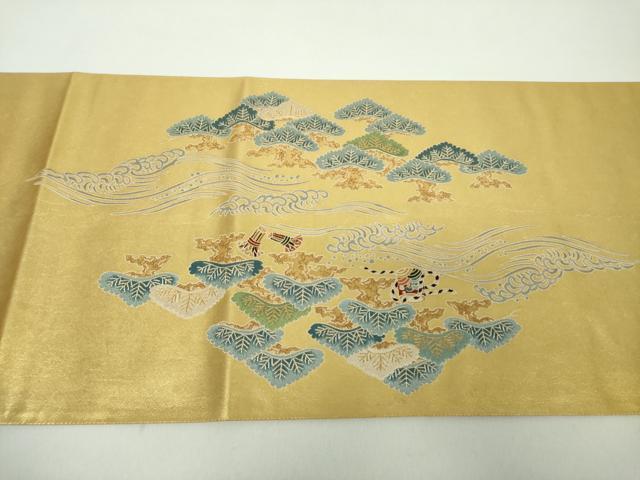 平和屋着物●東京友禅 熊谷好博子 太鼓柄袋帯 寿松 金糸 引箔 正絹 逸品 DABD1942ps