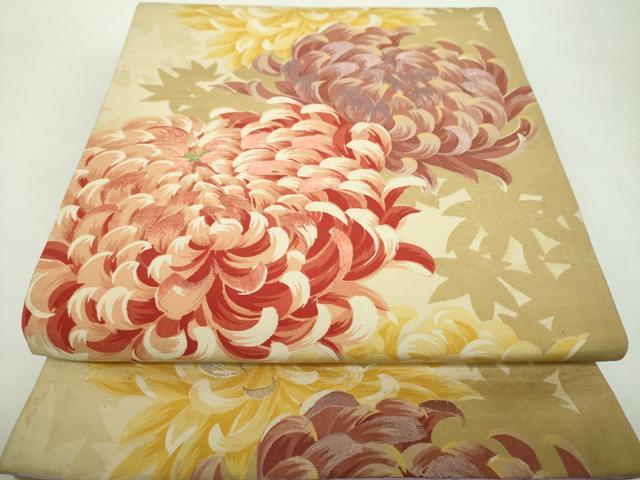 平和屋着物●アンティーク 大正ロマン 全通柄袋帯 刺繍 乱菊 正絹 逸品 DABD1956ps