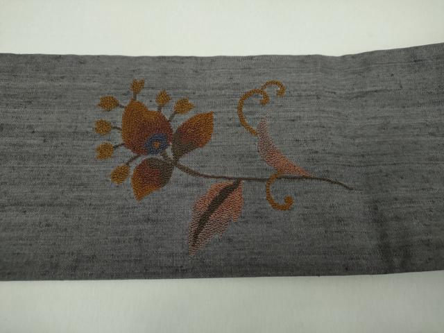 平和屋着物●中国三大刺繍 スワトウ相良刺繍 汕頭相良刺繍 総刺繍 九寸名古屋帯 紬地 更紗花文 正絹 逸品 未使用 DABD1969ps