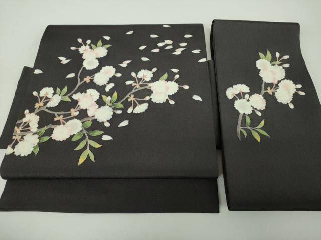平和屋着物●極上 銀座もとじ つけ帯 友禅 舞桜 鬼しぼ縮緬 たとう紙付き 正絹 逸品 DABD1975ps