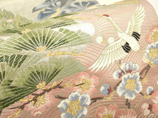平和屋着物●六通柄袋帯 唐織 洛景山水図 金糸 引箔 正絹 逸品 未使用 DABD2022du