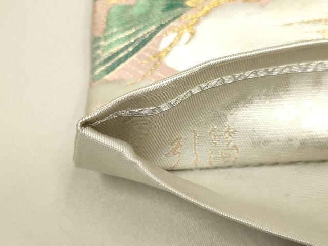 平和屋着物●六通柄袋帯 唐織 洛景山水図 金糸 引箔 正絹 逸品 未使用 DABD2022du