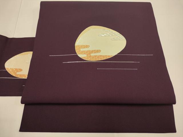 平和屋着物●佐賀錦 塩瀬 九寸名古屋帯 貝合わせ文 金銀糸 正絹 逸品 DABD2043du
