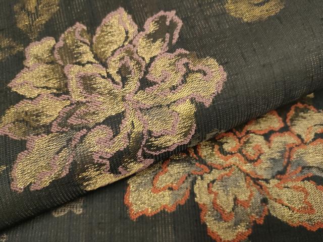 平和屋着物▽西陣 高島織物謹製 六通柄袋帯 スリーシーズン 春夏秋 紬地 草花文 金糸 逸品 DABD2077du