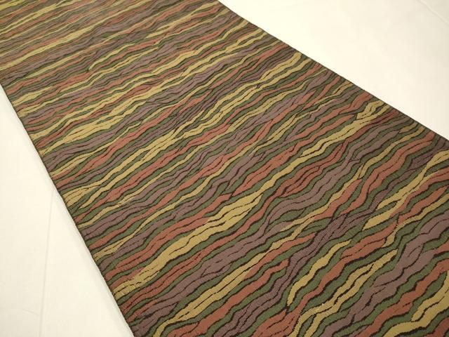 平和屋着物●伝統工芸師 永野和年 六通柄袋帯 泥染 霞文 正絹 逸品 DABD2135du