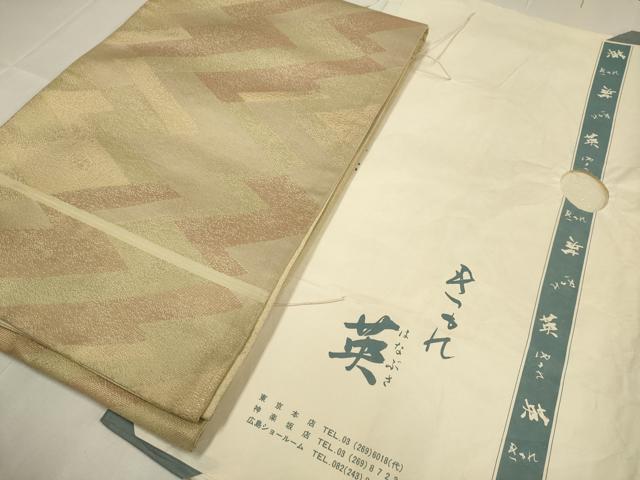 平和屋着物●西陣 川島織物 洗える最高級着物 <英>はなぶさ謹製 六通柄袋帯 幾何学文様 金糸 たとう紙付き DABD2198du