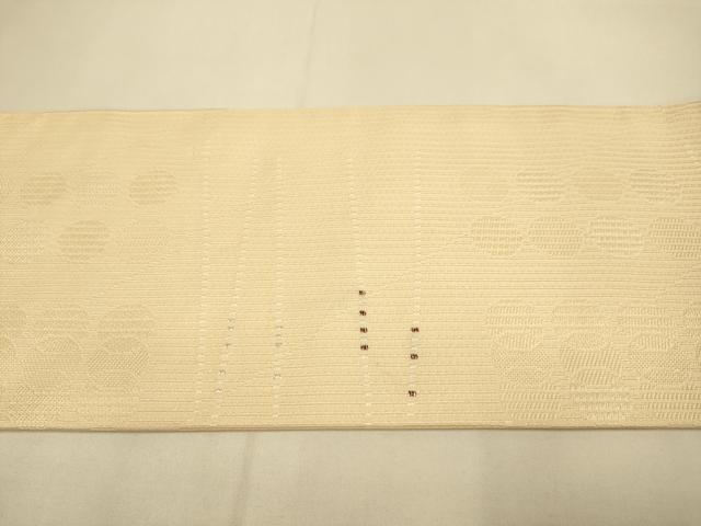 平和屋着物●九寸名古屋帯 変わり横段文 銀糸 正絹 逸品 DABD2252du