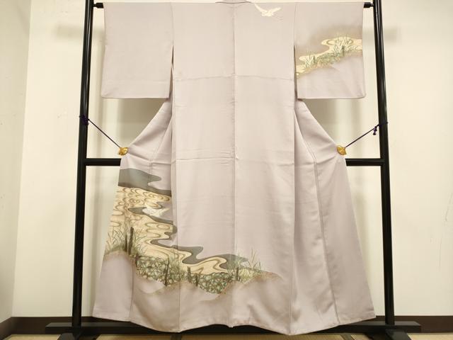 平和屋着物■訪問着 刺繍 流水飛鶴文 金銀彩 正絹 逸品 DABD2278du