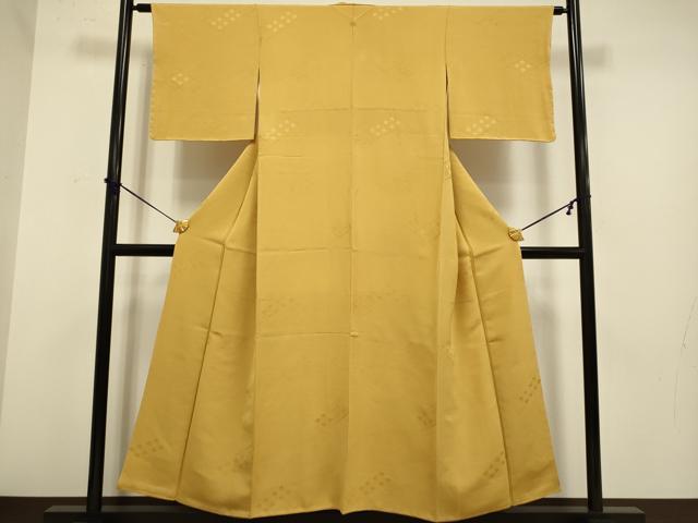 平和屋着物■上質な色無地 花菱地紋 黄土色 正絹 逸品 未使用 DABD2298du