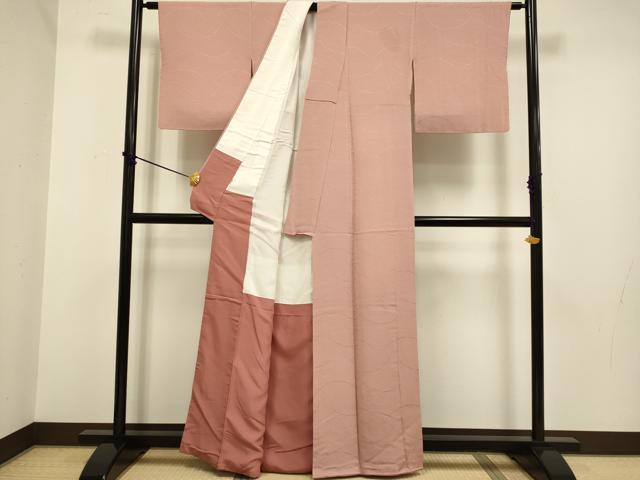 平和屋着物■上質な色無地 芝草地紋 蘇芳香色 高島屋扱い 正絹 逸品 DABD2300du