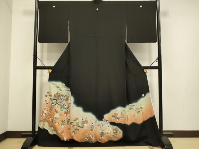 平和屋着物■豪華黒留袖 作家物 寿光織 人物風景文 暈し染め 正絹 逸品 DABD2301du