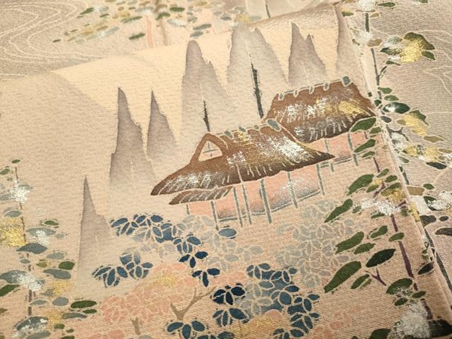 平和屋着物■訪問着 作家物 流水風景文 暈し染め 金銀彩 正絹 逸品 DABD2306du