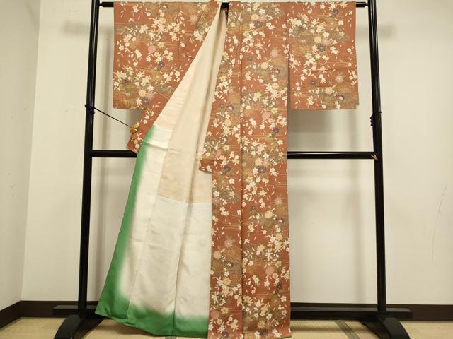 平和屋着物■上質な小紋 糸車吉祥花文 金彩 正絹 逸品 DABD2320du