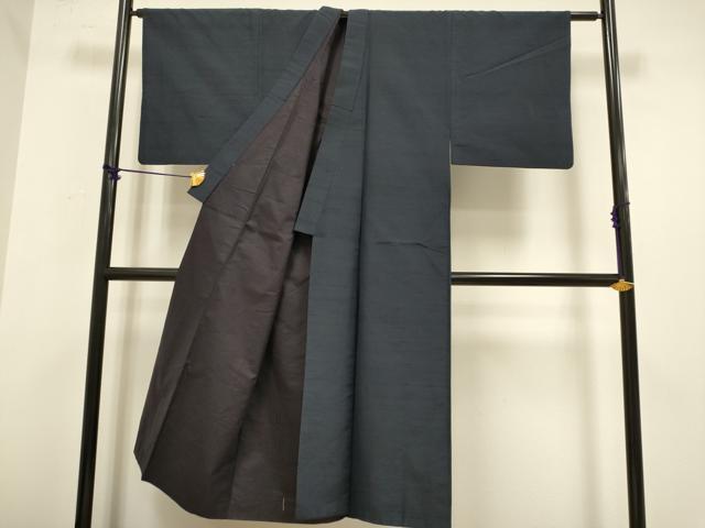 平和屋着物■男性 紬 濃い青褐色 正絹 逸品 DABD2321du