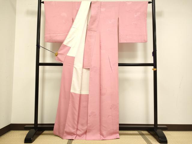 平和屋着物■上質な色無地 吉祥地紋 薄紅色 正絹 逸品 DABD2341du