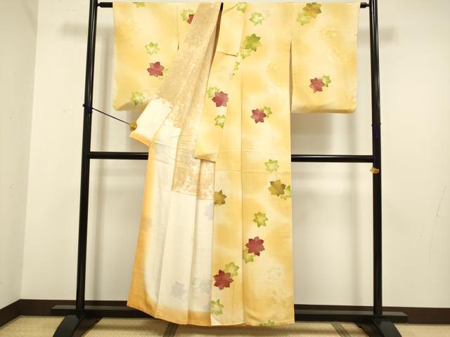 平和屋着物■上質な小紋 地紋起こし 舞楓文 暈し染め 正絹 逸品 DABD2355du