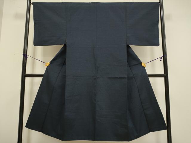 平和屋着物■男性 紬 濃い青褐色 正絹 逸品 DABD2369du