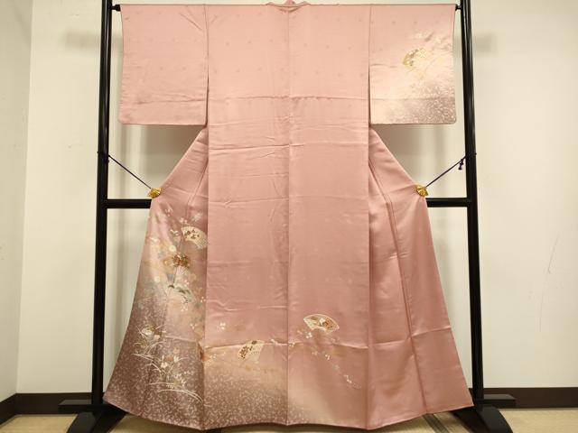 平和屋着物■訪問着 扇面吉祥花文 暈し染め 金銀彩 正絹 逸品 DABD2409du