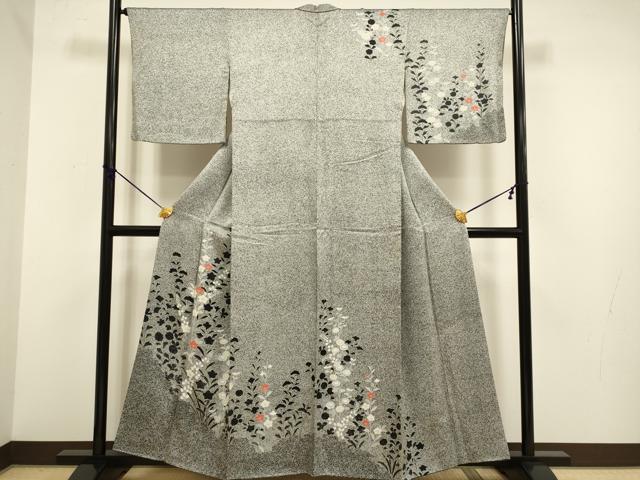 平和屋着物■訪問着 たたき染め 草花文 銀彩 ますいわ屋扱い 正絹 逸品 DABD2411du
