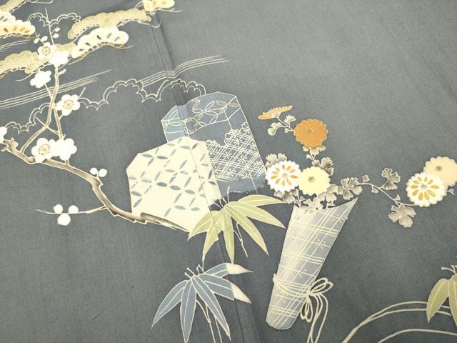 平和屋着物■中国三大刺繍 相良刺繍 色留袖 貝桶花文 金糸 正絹 逸品 DABD2477du
